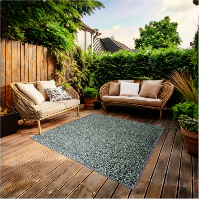 Koeckritz Rugs 5'x7' Mineral Gray Ultra Artificial Turf Indoor and Outdoor Rug With Finished Edges