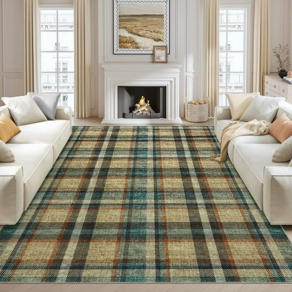 5'x7' Modern Washable Area Rugs for Living Room Tartan Ultra Soft Rug for Bedroom Farmhouse Non Slip Throw Rugs for Home Office