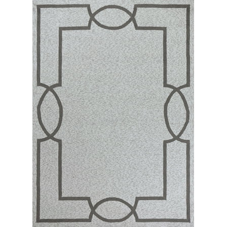 5'x7' Oatmeal Ivory Hand Hooked UV Treated Bordered Indoor Outdoor Area Rug