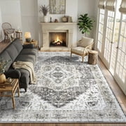 CHITOOMA 5'x7' Machine-washable Area Rugs for Living Room, Stain Resistant Non-Shed Carpet, Boho Area Rugs with Non-Slip Backing for Bedroom, Dining Room, Dorm,