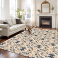 thumbnail image 1 of 5'x8' Area Rugs, Beige Baroque Indoor Outdoor Area Rug for Living Room Bedroom, Vintage European Floral Pattern Washable Bathroom Rugs Kitchen Floor Carpet Mats Home Decor Aesthetic, 1 of 8