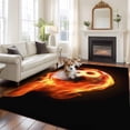 thumbnail image 1 of 5'x8' Area Rugs, Billiards Indoor Outdoor Area Rug for Living Room Bedroom, Modern Buruning Flame Sport Black Background Washable Bathroom Rugs Kitchen Floor Carpet Mats Home Decor Aesthetic, 1 of 8