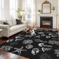 thumbnail image 1 of 5'x8' Area Rugs, Black Coastal Indoor Outdoor Area Rug for Living Room Bedroom, Nautical Starfish Jellyfish Seahorse Washable Bathroom Rugs Kitchen Floor Carpet Mats Home Decor Aesthetic, 1 of 8