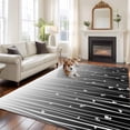 thumbnail image 1 of 5'x8' Area Rugs, Black Flower Indoor Outdoor Area Rug for Living Room Bedroom, Geometric Stripes Gradient Simple Branch Washable Bathroom Rugs Kitchen Floor Carpet Mats Home Decor Aesthetic, 1 of 8