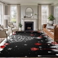 thumbnail image 1 of 5'x8' Area Rugs, Black Red Christmas Indoor Outdoor Area Rug for Living Room Bedroom, Snow Xmas Tree Balls Botanical Washable Bathroom Rugs Kitchen Floor Carpet Mats Home Decor Aesthetic, 1 of 8
