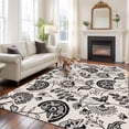 thumbnail image 1 of 5'x8' Area Rugs, Black Spring Floral Indoor Outdoor Area Rug for Living Room Bedroom, Summer Botanical Farmhouse Vintage Washable Bathroom Rugs Kitchen Floor Carpet Mats Home Decor Aesthetic, 1 of 7