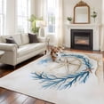 thumbnail image 1 of 5'x8' Area Rugs, Blue Beige Coastal Indoor Outdoor Area Rug for Living Room Bedroom, Beach Nautical Coral Starfish Shell Washable Bathroom Rugs Kitchen Floor Carpet Mats Home Decor Aesthetic, 1 of 8