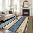 thumbnail image 1 of 5'x8' Area Rugs, Blue Beige Wood Grain Indoor Outdoor Area Rug for Living Room Bedroom, Modern Shabby Chic Board Washable Bathroom Rugs Kitchen Floor Carpet Mats Home Decor Aesthetic, 1 of 8