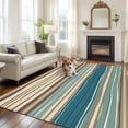 thumbnail image 1 of 5'x8' Area Rugs, Blue Brown Beige Indoor Outdoor Area Rug for Living Room Bedroom, Boho Farmhouse Country Abstract Striped Washable Bathroom Rugs Kitchen Floor Carpet Mats Home Decor Aesthetic, 1 of 8