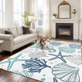 thumbnail image 1 of 5'x8' Area Rugs, Blue Teal Coastal Indoor Outdoor Area Rug for Living Room Bedroom, Summer Beach Starfish Coral Nautical Washable Bathroom Rugs Kitchen Floor Carpet Mats Home Decor Aesthetic, 1 of 8