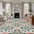 thumbnail image 1 of 5'x8' Area Rugs, Boho Flowers Indoor Outdoor Area Rug for Living Room Bedroom, Farmhouse Abstract Geometric Patterned Washable Bathroom Rugs Kitchen Floor Carpet Mats Home Decor Aesthetic, 1 of 8