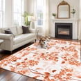 thumbnail image 1 of 5'x8' Area Rugs, Burnt Orange Botanical Indoor Outdoor Area Rug for Living Room Bedroom, Vintage Nature Flower Washable Bathroom Rugs Kitchen Floor Carpet Mats Home Decor Aesthetic, 1 of 8