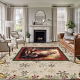 thumbnail image 1 of 5'x8' Area Rugs, Christmas Santa Indoor Outdoor Area Rug for Living Room Bedroom, Xmas Bells Berry Botanical Farmhouse Washable Bathroom Rugs Kitchen Floor Carpet Mats Home Decor Aesthetic, 1 of 8