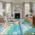 thumbnail image 1 of 5'x8' Area Rugs, Christmas Snowman Coastal Indoor Outdoor Area Rug for Living Room Bedroom, Xmas Blue Beach Washable Bathroom Rugs Kitchen Floor Carpet Mats Home Decor Aesthetic, 1 of 8
