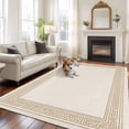 thumbnail image 1 of 5'x8' Area Rugs, Cream Retro Greek Key Indoor Outdoor Area Rug for Living Room Bedroom, Geometric Greece Ancient Farmhouse Rustic Washable Bathroom Rugs Kitchen Floor Carpet Mats Home Decor Aesthetic, 1 of 8