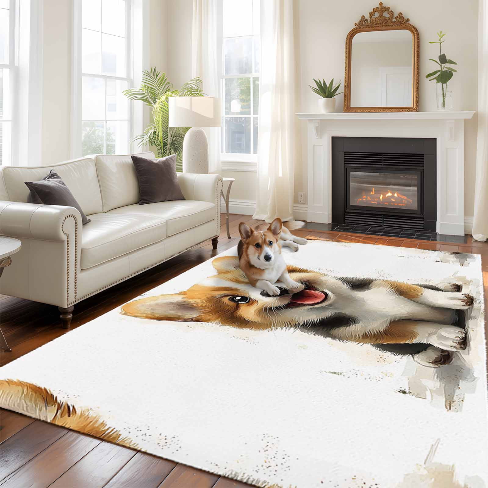 5'x8' Area Rugs, Cute Puppy Indoor Outdoor Area Rug for Living Room ...