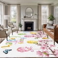 thumbnail image 1 of 5'x8' Area Rugs, Easter Eggs Indoor Outdoor Area Rug for Living Room Bedroom, Butterfly Flowers Spring Watercolor Branch Floral Washable Bathroom Rugs Kitchen Floor Carpet Mats Home Decor Aesthetic, 1 of 8