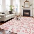thumbnail image 1 of 5'x8' Area Rugs, Farmhouse Flower Indoor Outdoor Area Rug for Living Room Bedroom, Botanical Vintage Coral Red Leaf Plant Washable Bathroom Rugs Kitchen Floor Carpet Mats Home Decor Aesthetic, 1 of 8