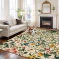 thumbnail image 1 of 5'x8' Area Rugs, Green Botanical Indoor Outdoor Area Rug for Living Room Bedroom, Vintage Plant Flowers Garden Leaf Motifs Washable Bathroom Rugs Kitchen Floor Carpet Mats Home Decor Aesthetic, 1 of 8