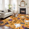 thumbnail image 1 of 5'x8' Area Rugs, Halloween Indoor Outdoor Area Rug for Living Room Bedroom, Orange Cartoon Pumpkin Cat Star Bat Country Washable Bathroom Rugs Kitchen Floor Carpet Mats Home Decor Aesthetic, 1 of 8