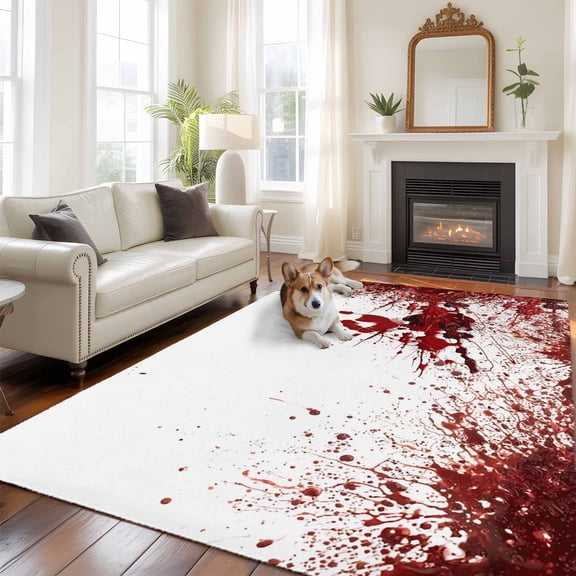 5'x8' Area Rugs, Halloween Red Blood Indoor Outdoor Area Rug for Living Room Bedroom, Horror Bloody Handprint Washable Bathroom Rugs Kitchen Floor Carpet Mats Home Decor Aesthetic