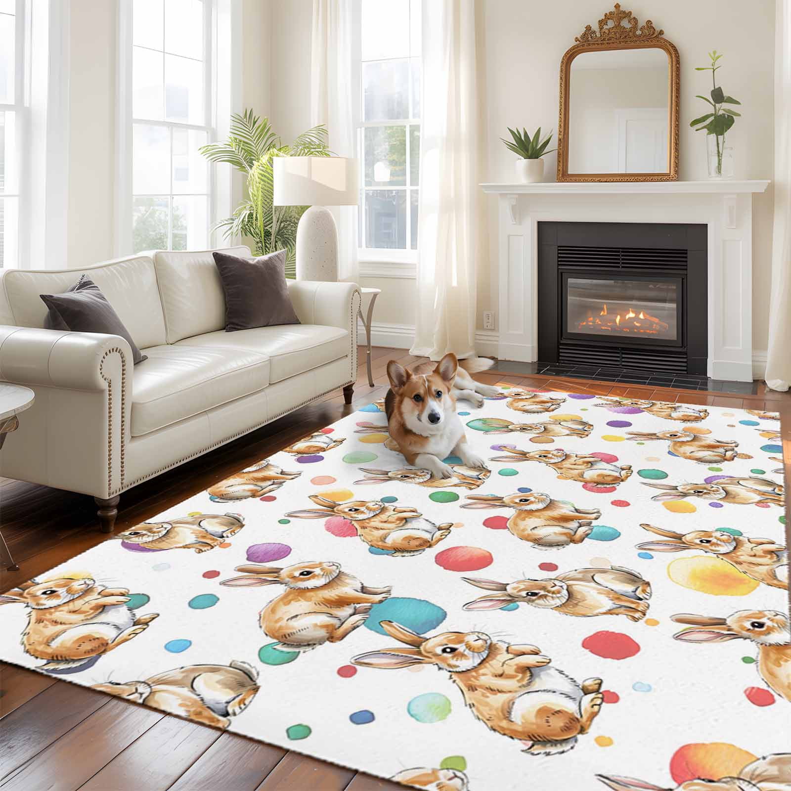 5'x8' Area Rugs, Happy Easter Indoor Outdoor Area Rug for Living Room ...