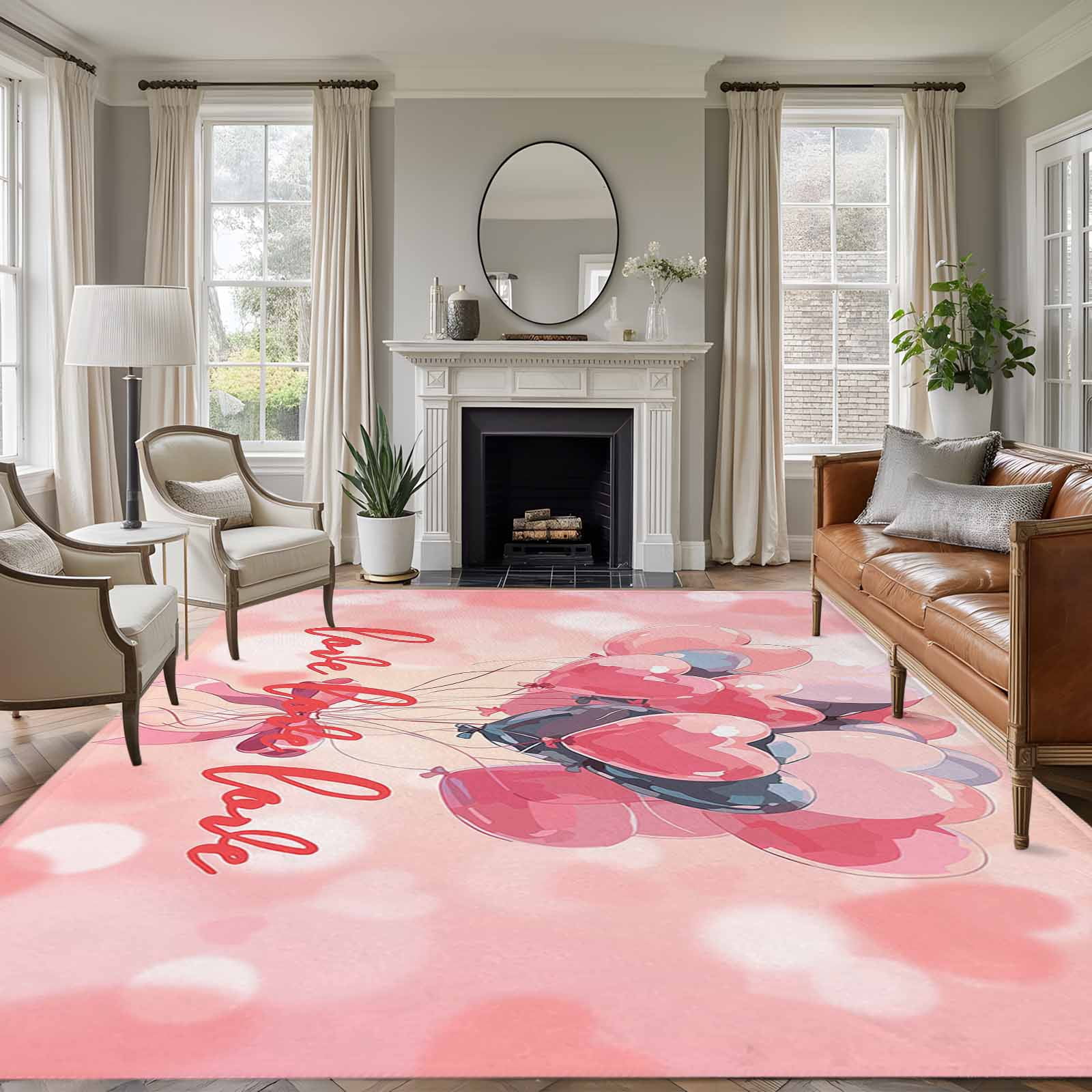 5'x8' Area Rugs, Love Heart Valentines Indoor Outdoor Area Rug for ...