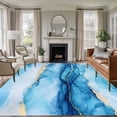 thumbnail image 1 of 5'x8' Area Rugs, Marble Blue Ombre Indoor Outdoor Area Rug for Living Room Bedroom, Modern Abstract Ink Painted Golden Washable Bathroom Rugs Kitchen Floor Carpet Mats Home Decor Aesthetic, 1 of 8