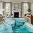 thumbnail image 1 of 5'x8' Area Rugs, Marble Teal Indoor Outdoor Area Rug for Living Room Bedroom, Golden Ink Painting Abstract Modern Washable Bathroom Rugs Kitchen Floor Carpet Mats Home Decor Aesthetic, 1 of 8