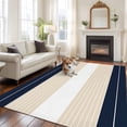 thumbnail image 1 of 5'x8' Area Rugs, Navy Beige Striped Indoor Outdoor Area Rug for Living Room Bedroom, Gradient Geometric Blue White Washable Bathroom Rugs Kitchen Floor Carpet Mats Home Decor Aesthetic, 1 of 8