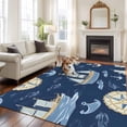 thumbnail image 1 of 5'x8' Area Rugs, Navy Blue Boat Coastal Indoor Outdoor Area Rug for Living Room Bedroom, Nautical Sea Summer Ocean Washable Bathroom Rugs Kitchen Floor Carpet Mats Home Decor Aesthetic, 1 of 8