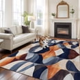 thumbnail image 1 of 5'x8' Area Rugs, Navy Blue Burnt Orange Indoor Outdoor Area Rug for Living Room Bedroom, Retro Geometric Abstract Washable Bathroom Rugs Kitchen Floor Carpet Mats Home Decor Aesthetic, 1 of 8