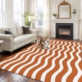 thumbnail image 1 of 5'x8' Area Rugs, Orange White Indoor Outdoor Area Rug for Living Room Bedroom, Modern Abstract Waves Water Ripple Striped Washable Bathroom Rugs Kitchen Floor Carpet Mats Home Decor Aesthetic, 1 of 8