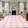 thumbnail image 1 of 5'x8' Area Rugs, Pink Buffalo Plaid Indoor Outdoor Area Rug for Living Room Bedroom, Farmhouse Pink White Checkered Washable Bathroom Rugs Kitchen Floor Carpet Mats Home Decor Aesthetic, 1 of 8