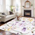 thumbnail image 1 of 5'x8' Area Rugs, Purple Floral Blossom Indoor Outdoor Area Rug for Living Room Bedroom, Spring Rustic Botanical Washable Bathroom Rugs Kitchen Floor Carpet Mats Home Decor Aesthetic, 1 of 8