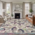 thumbnail image 1 of 5'x8' Area Rugs, Purple Teal Ethnic Indoor Outdoor Area Rug for Living Room Bedroom, Boho Modern Geometric Abstract Art Washable Bathroom Rugs Kitchen Floor Carpet Mats Home Decor Aesthetic, 1 of 8
