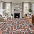 thumbnail image 1 of 5'x8' Area Rugs, Red Brick Wall Indoor Outdoor Area Rug for Living Room Bedroom, Vintage Farmhouse Stone Rocks Geometric Print Washable Bathroom Rugs Kitchen Floor Carpet Mats Home Decor Aesthetic, 1 of 8