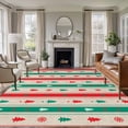 thumbnail image 1 of 5'x8' Area Rugs, Red Green Striped Christmas Indoor Outdoor Area Rug for Living Room Bedroom, Xmas Tree Snowflake Rustic Washable Bathroom Rugs Kitchen Floor Carpet Mats Home Decor Aesthetic, 1 of 8