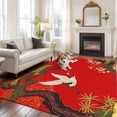 thumbnail image 1 of 5'x8' Area Rugs, Red Traditional Indoor Outdoor Area Rug for Living Room Bedroom, Vintage Crane Pine Flowers Natural Washable Bathroom Rugs Kitchen Floor Carpet Mats Home Decor Aesthetic, 1 of 8
