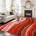 thumbnail image 1 of 5'x8' Area Rugs, Red Waves Abstract Indoor Outdoor Area Rug for Living Room Bedroom, Ombre Fluid Water Ripple Striped Washable Bathroom Rugs Kitchen Floor Carpet Mats Home Decor Aesthetic, 1 of 8