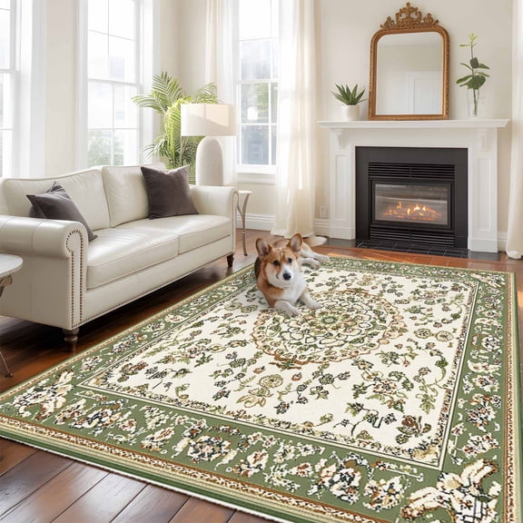 5'x8' Area Rugs, Sage Green Indoor Outdoor Area Rug for Living Room Bedroom, Southwest Tribal Antique Boho-Chic Heritage Washable Bathroom Rugs Kitchen Floor Carpet Mats Home Decor Aesthetic