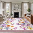 thumbnail image 1 of 5'x8' Area Rugs, Spring Flowers Indoor Outdoor Area Rug for Living Room Bedroom, Farmhouse Floral Botanical Elegant Washable Bathroom Rugs Kitchen Floor Carpet Mats Home Decor Aesthetic, 1 of 8