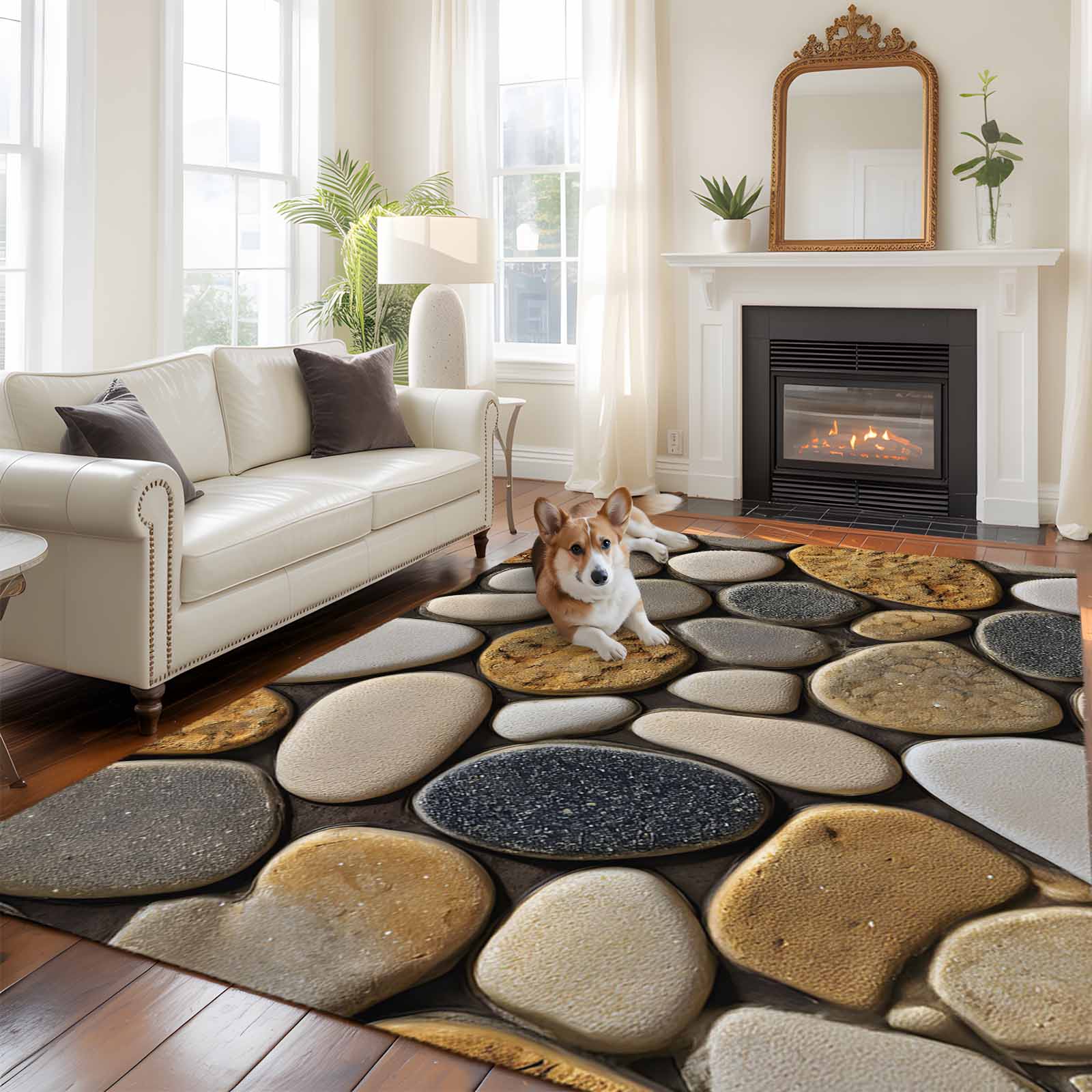 Stone Shape Rug 5'x8' Area Rugs, Stones Indoor Outdoor Area Rug for Living Room Bedroom ...