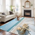 thumbnail image 1 of 5'x8' Area Rugs, Summer Beach Indoor Outdoor Area Rug for Living Room Bedroom, Ocean Coastal Starfish Seashells Blue Sky Washable Bathroom Rugs Kitchen Floor Carpet Mats Home Decor Aesthetic, 1 of 8