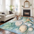 thumbnail image 1 of 5'x8' Area Rugs, Summer Coastal Indoor Outdoor Area Rug for Living Room Bedroom, Starfish Coral Nautical Shell Ocean Washable Bathroom Rugs Kitchen Floor Carpet Mats Home Decor Aesthetic, 1 of 8
