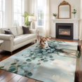 thumbnail image 1 of 5'x8' Area Rugs, Summer Eucalyptus Indoor Outdoor Area Rug for Living Room Bedroom, Spring Leaves Botanical Floral Washable Bathroom Rugs Kitchen Floor Carpet Mats Home Decor Aesthetic, 1 of 8