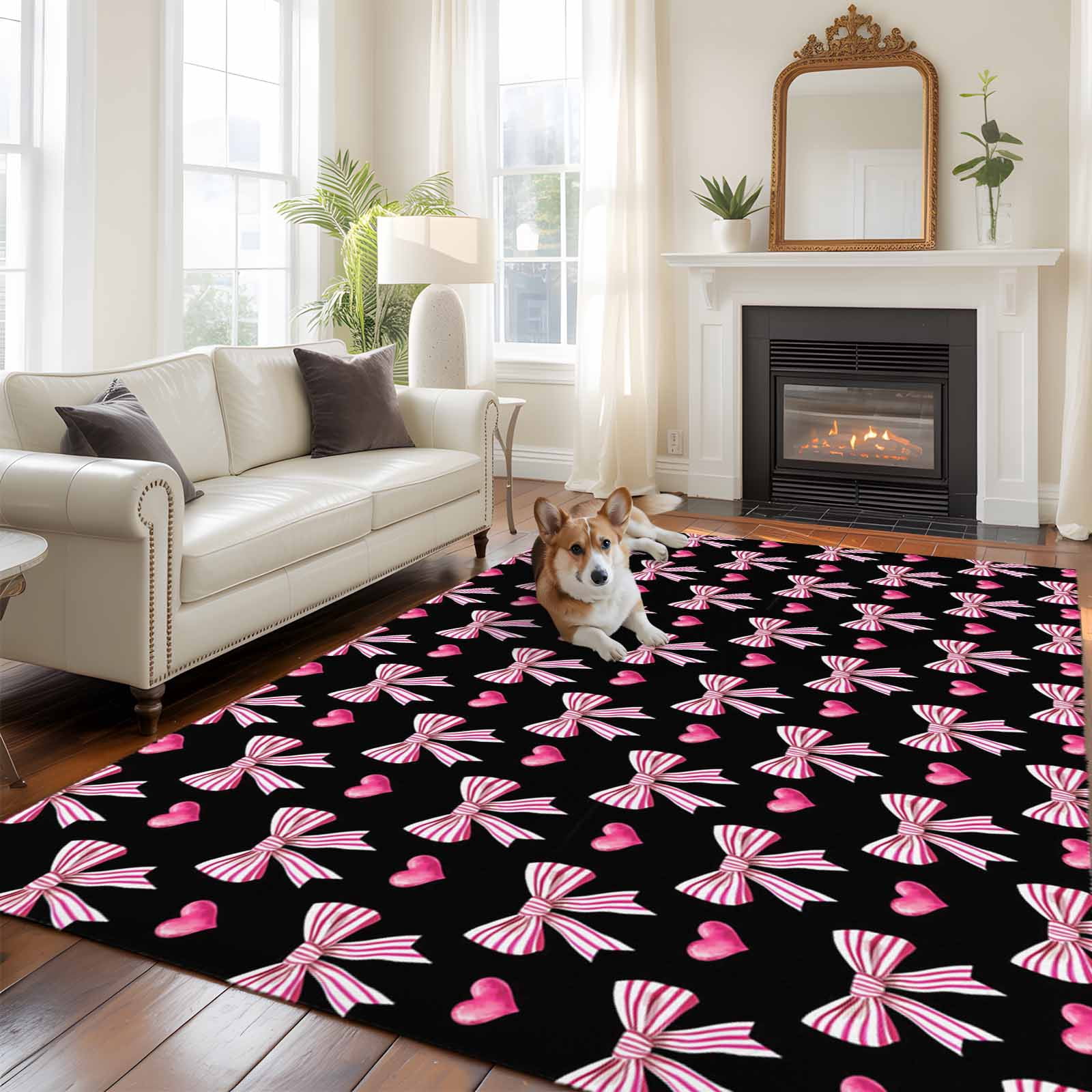 5'x8' Area Rugs, Sweet Bow Love Indoor Outdoor Area Rug for Living Room ...