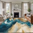 thumbnail image 1 of 5'x8' Area Rugs, Teal Brown Indoor Outdoor Area Rug for Living Room Bedroom, Abstract Art Modern Water Ripple Washable Bathroom Rugs Kitchen Floor Carpet Mats Home Decor Aesthetic, 1 of 8
