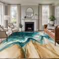 thumbnail image 1 of 5'x8' Area Rugs, Teal Brown Indoor Outdoor Area Rug for Living Room Bedroom, Modern Abstract Art Water Ripple Washable Bathroom Rugs Kitchen Floor Carpet Mats Home Decor Aesthetic, 1 of 8