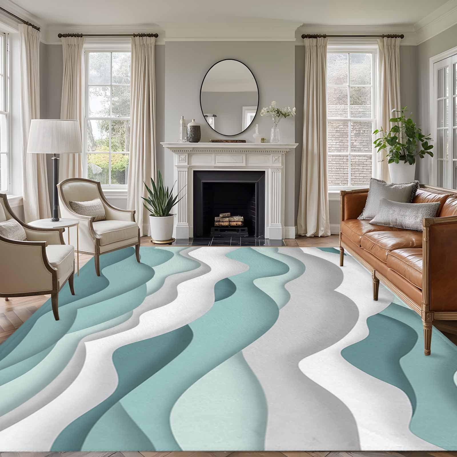 5'x8' Area Rugs, Teal Ombre Indoor Outdoor Area Rug for Living Room ...